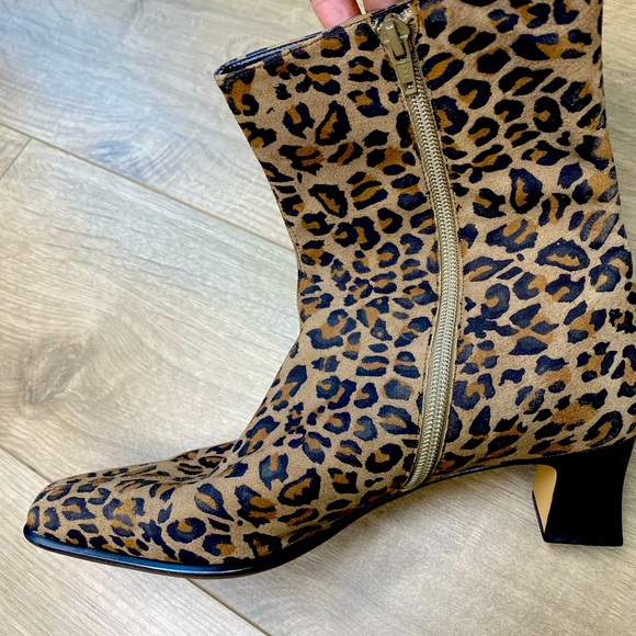 Etienne Aigner Brown Animal Print Boots - Picture 1 of 3